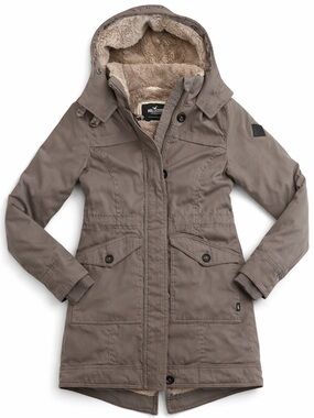 Hollister Grey Utility Parka Jacket with Faux Fur Lining